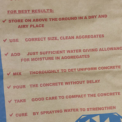 আঠালো সহ 20 কেজি মাল্টিওয়াল 3 প্লাই পেপার ব্যাগ জলরোধী সিমেন্ট প্যাকেজিং ব্যাগ