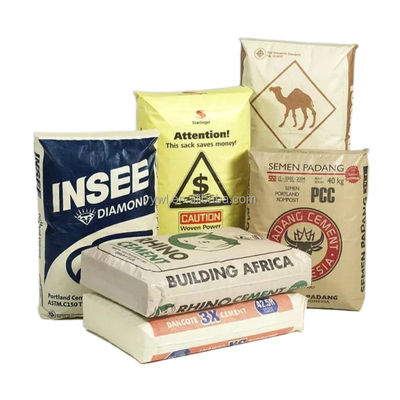 স্ব-বন্ধক বিল্ডিং উপাদান প্যাকেজিং ভ্যালভ প্যাকিং সহ পিপি সিমেন্ট ব্যাগ