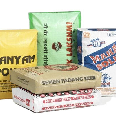 বোনা পলিপ্রোপিলিন ল্যামিনেটেড টিউবুলার ভালভ ব্যাগ, 50 কেজি বর্গাকার বটম সিমেন্ট ব্যাগের জন্য, সারফেস প্রিন্টিং, 100% ভার্জিন পলিপ্রোপিলিন