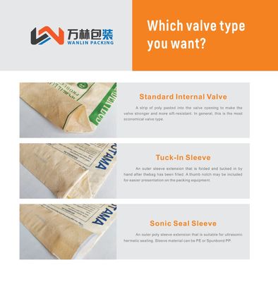 পিপি সিমেন্ট ভালভ ব্যাগ 50 কেজি আর্দ্রতা প্রতিরোধী আইএসও সার্টিফাইড