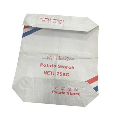 খাদ্য গ্রেড মাল্টিওয়াল পেপার ব্যাগ, ২৫ কেজি আলু স্টার্চ এবং কর্ন স্টার্চের জন্য আর্দ্রতা নিরোধক সনিক সিল স্লিভ সহ