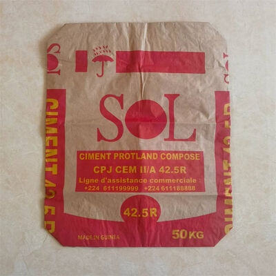 2 স্তর 90GSM কাগজ ভালভ ব্যাগ ব্লক নীচে সঙ্গে 20kg 25kg 30kg 40kg মর্টার জন্য