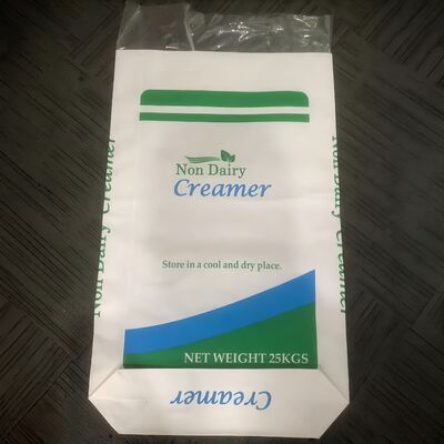 ২৫ কেজি নন-ডেইরি ক্রিমারের জন্য ব্লক বটম সহ ফুড-গ্রেড পেপার ওপেন মাউথ ব্যাগ